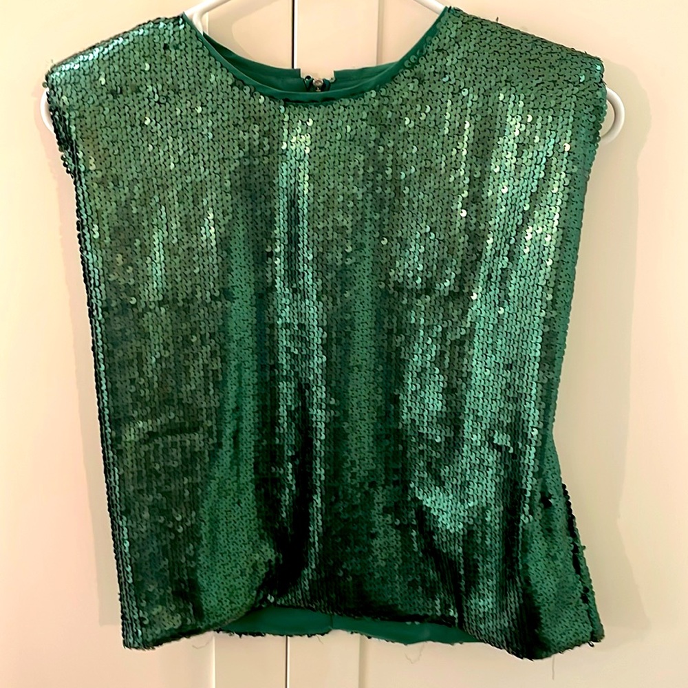 The Pants Store - Sequined green short sleeve top